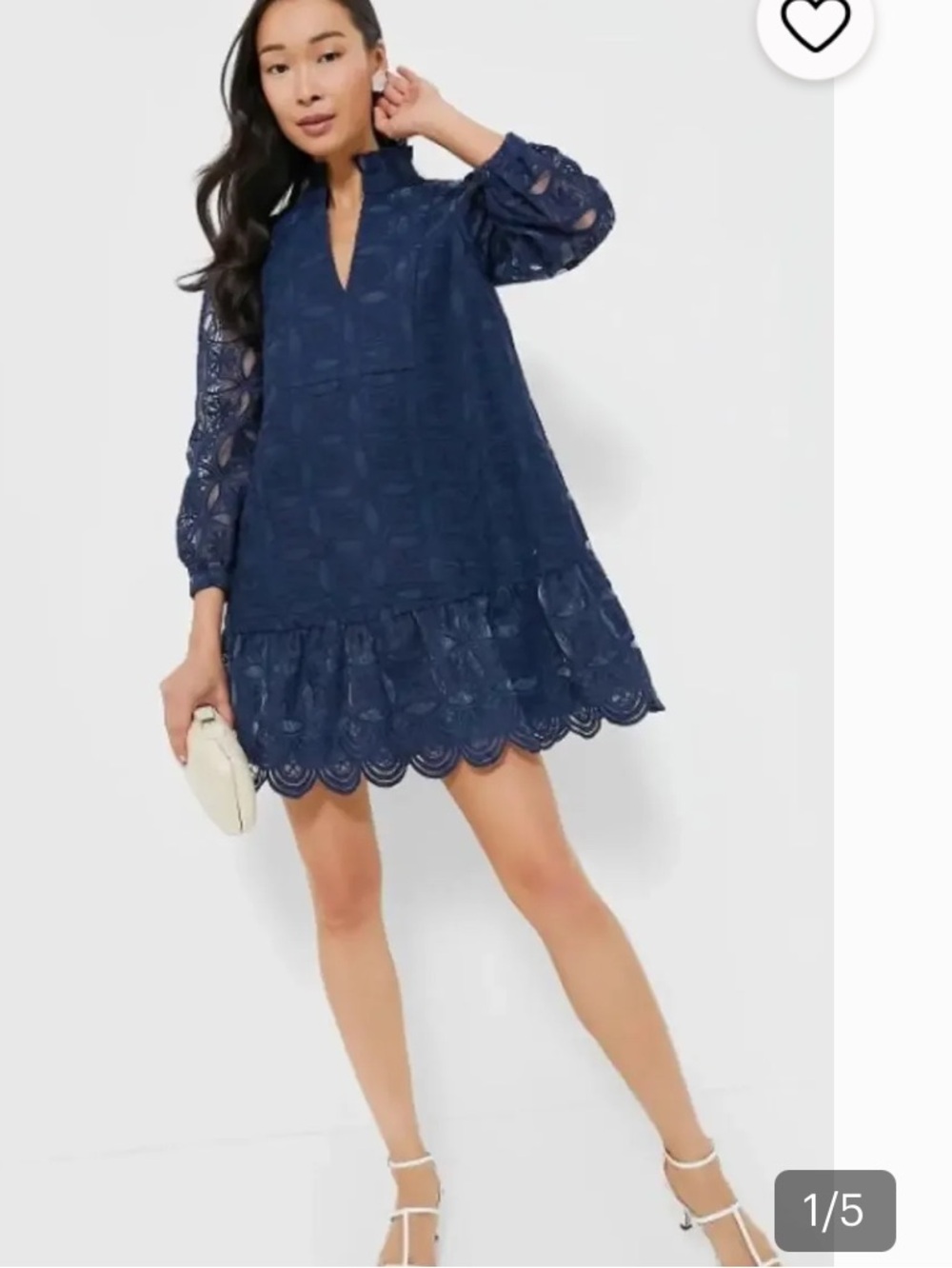 NWT Tuckernuck Navy organza Long-Sleeve embroidered Mini Dress